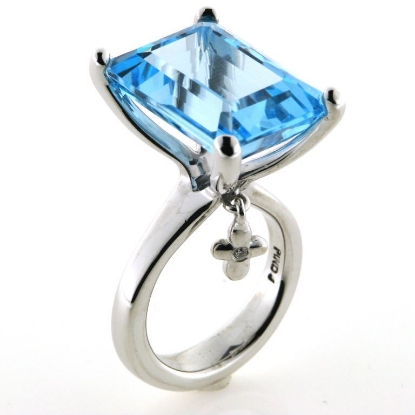 Billede af Ring fattet med topas 18*13 mm.  + brill. 14 kt. hvg.