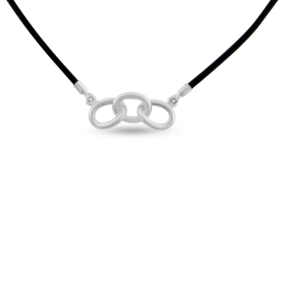 Billede af Halskæde læder 2 mm., vedhæng loge kædeled br. 25,5 mm. 925s sølv + sort læder