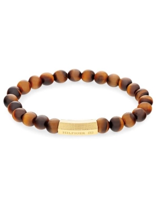Billede af Tommy Hilfiger armbånd med tigerøje forgyldt stål 21,5 cm