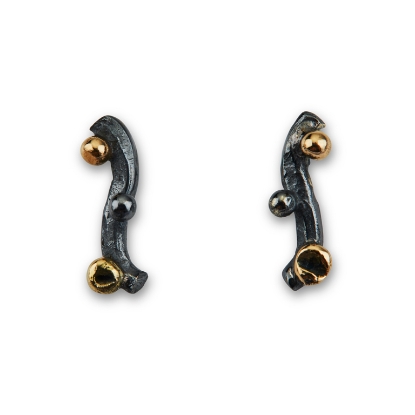 Billede af By Birdie Grace Pin ørestikker sort rhodineret sølv m.14kt