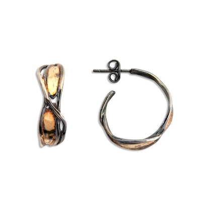 Billede af By Birdie "Nebula" large ørecreoler sort oxideret sølv m.18kt.