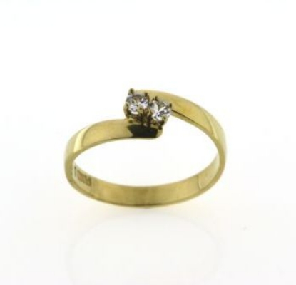 Billede af Ring forskudt, grabbe fatning 2 stk. brill. a 0,03 w/vs. 8 kt.