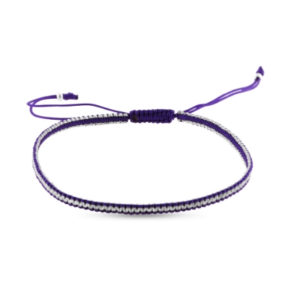 Billede af By Pind Colorful knyttet armbånd lilla og sølv med sølv kugler