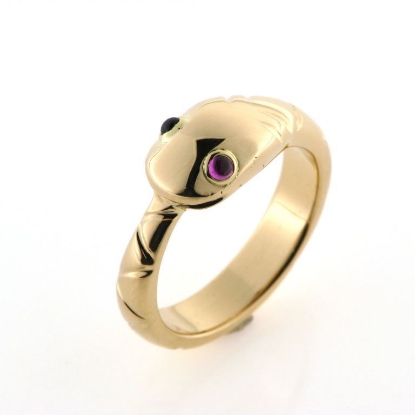 Billede af Slangering med rubin og safir i øjne 18 kt. 