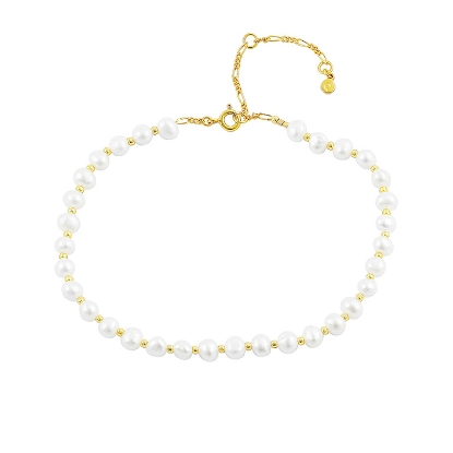 Billede af Hultquist Arabella Ankelkæde perle sølv forgyldt (23+5cm)