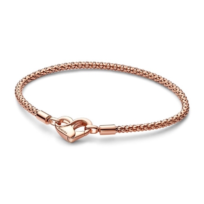 Billede af Pandora Moments armbånd rosaforgyldt metalblanding m. hjertelås (16-23 cm)
