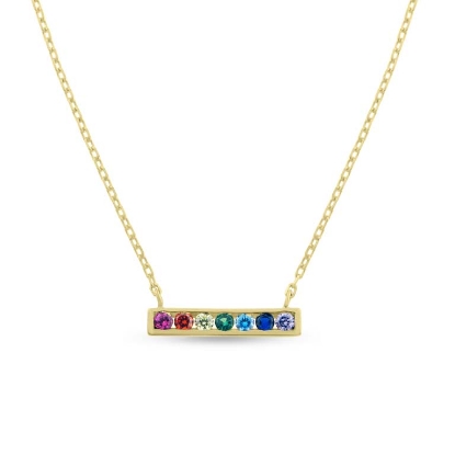 Billede af By Pind "Long Stick" halskæde i forgyldt sølv m. farvede zirkoniasten