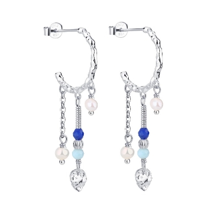 Billede af WiOGA Idarose øreringe sølv m. perler