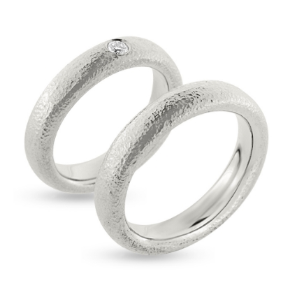 Billede af Vielses & Forl. ringe, damering isat brillant 14 hvg.