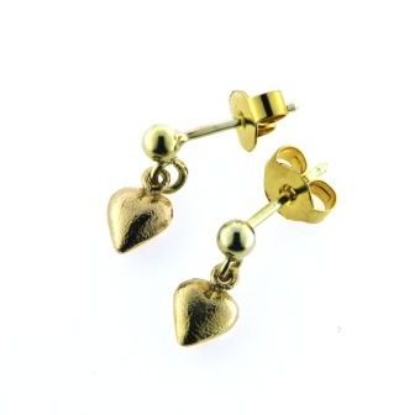 Billede af Ørestik hjerter, massive, stik med kugler hængere 8 kt.