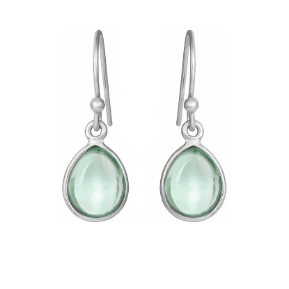 Billede af Susanne Friis Bjørner Ørering sølv dråbe med calcedon grøn kvarts