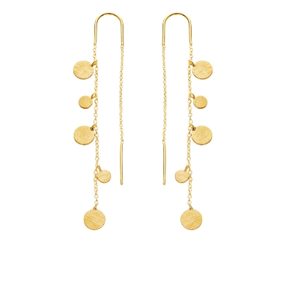 Billede af Susanne Friis Bjørner Ørekæde sølv forgyldt fast bøjle med vedhæng af små mønter