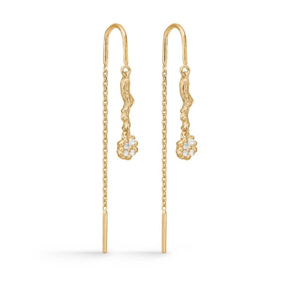 Billede af Studio Z "Tangled" øreringe forgyldt sølv m. hvide cz