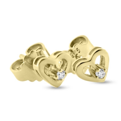 Billede af Ørestik hjerter, 4 grab chatons fatning, 2* brill. 0,02 w/vs.