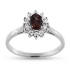Billede af Rosetring med ægte fac. rubin 6*4 mm. & 12 * brill. a 0,02 w/vs. 14 kt. hvg.