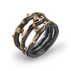 Billede af By Birdie Zeus Tribeca-3 ring sort rhodineret sølv m.14kt og 0,15ct diamanter str. 57