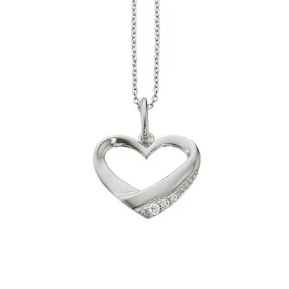 Billede af Hjerte  0,025 H-W/SI 14 kt.m/ sølvkæde