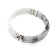 Billede af Armring jade med fatninger, sølv