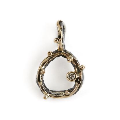 Billede af By Birdie Zeus vedhæng sort rhodineret sølv m.14kt. 0,10 ct brill