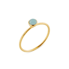 Billede af Susanne Friis Bjørner Ring, forgyldt sølv, cabochon 4 mm lyseblå krystal str. 60