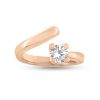 Billede af Forskudt ring i 14 kt. rosaguld med brillant 0,50 ct. w/vs