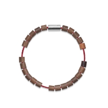 Billede af Mads Z Black Sun "Byron Bay" armbånd sølv lås, rød nylon str. 19,5 cm