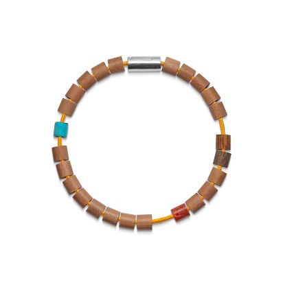 Billede af Mads Z Black Sun "Pasta Point" armbånd sølv lås, gul nylon