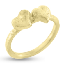 Billede af Ring hjerter, massiv, 2 hjerter 8 kt. (hjertering)