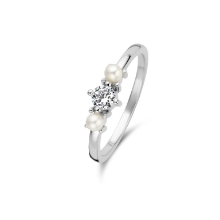 Billede af Spirit Icons Ocean ring sølv m. perle + synt. zirkonia str. 60