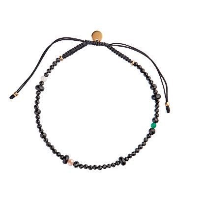 Billede af *STINE A armbånd Lissé - Black Dream Colors sort nylon forgyldt sølv (17-23 cm)