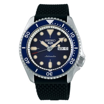 Billede af Seiko 5 Sport herreur stål sort silikonerem automatic 10 bar 42mm