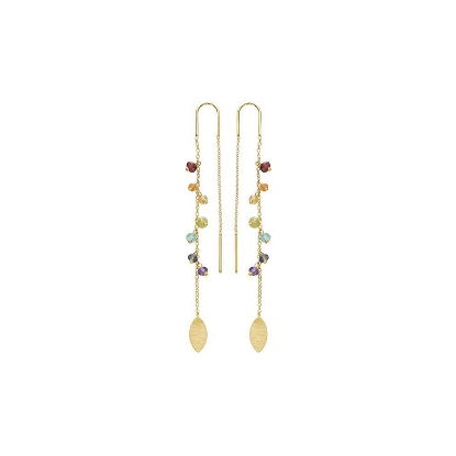 Billede af Susanne Friis Bjørner Ørekæde sølv forgyldt med farvede sten