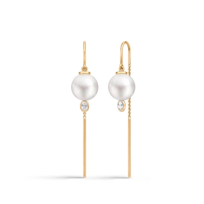 Billede af Julie Sandlau Ariel Chandeliers øreringe sølv forgyldt hvid perle og synt. zirkonia