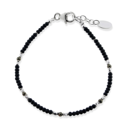 Billede af By Pind Colorful armbånd sølv med sort spinel og pyrit