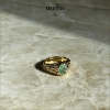 Billede af Studio Z "Forest" ring forgyldt sølv m. grøn cz (str. 52)