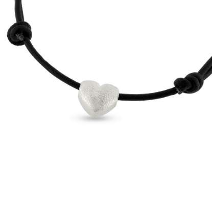 Billede af Armlænke læder med vedhæng hjerte, massivt  925s.