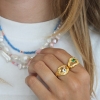 Billede af *STINE A ring My Love Rock m. blå og pink sten sølv forgyldt (str 50-58)