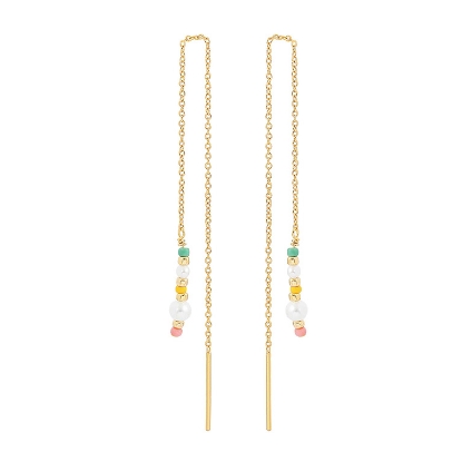 Billede af Hultquist Aurora Chain Øreringe sølv forgyldt kæde med ferskvandsperler og miyukiperler