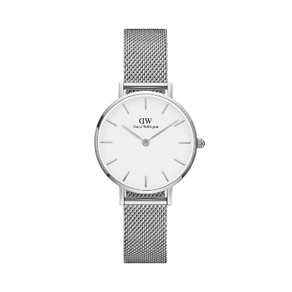 Billede af Daniel Wellington dameur Classic Petite Sterling 28 mm hvid skive stål mesh lænke