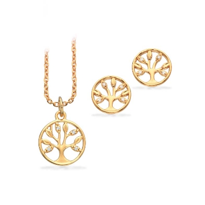 Billede af *Pixel smykkesæt Livets Træ cubic zir. sølv fg.