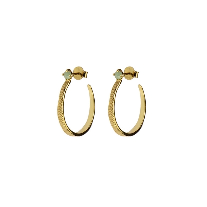 Billede af Hultquist Aventurine Øreringe sølv forgyldt med grøn aventurin