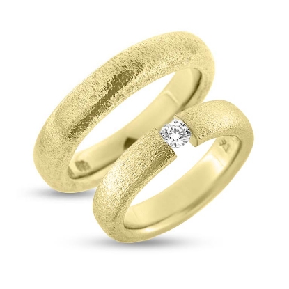 Billede af Vielses & Forlovelses ringe, 1 brill. 0,12 w/vs. flying diamond 14 kt.