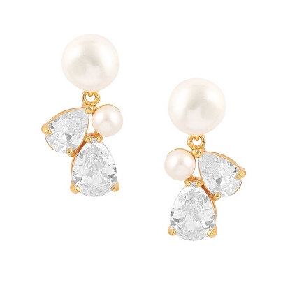 Billede af Hultquist Ellen øreringe forgyldt sølv m. ferskvandsperler + cz