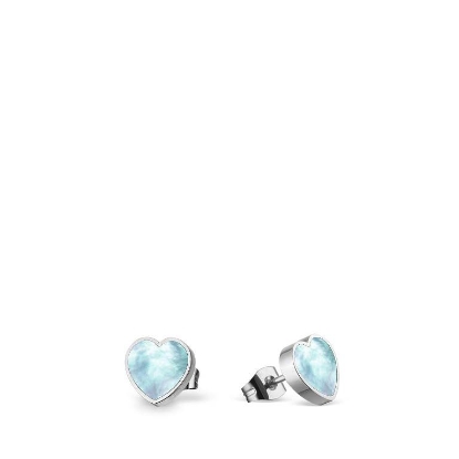 Billede af Bering Arctic Symphony hjerteøreringe stål m. lyseblå perlemor