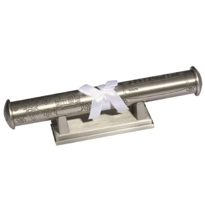 Billede af Nordahl Andersen Fortinnet dåbsrør m. fod og dåbsmotiver