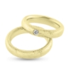 Billede af Vielses & Forl. ringe, damering isat brill 0,07 w/vs. 14 kt. 