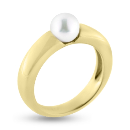 Billede af Ring ægte sv. perle 6-6½ m/m.
