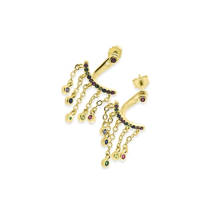 Billede af By Pind Colerful ørehænger sølv forgyldt med farvede zirkoniasten