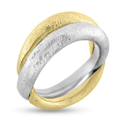 Billede af Ring dobbelt ½ gult 14 kt.+ ½ 925s sølv