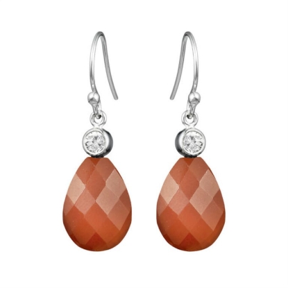 Billede af Susanne Friis Bjørner ørehængere sølv m. karneol og zirconia